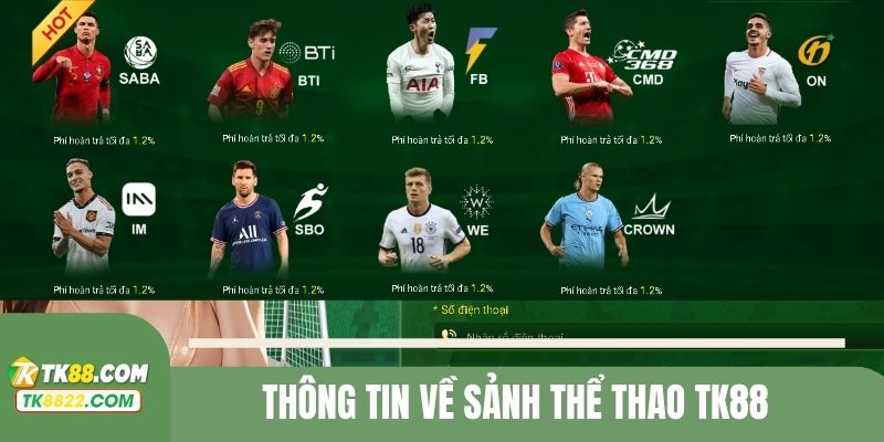 Thông tin về sảnh thể thao TK88